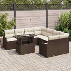 Gartensofa-set mit Kissen mit Kissen 9 pcs Braun Polyrattan