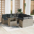 Gartensofa-set mit Kissen mit Kissen 9 pcs Hellgrau Polyrattan