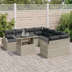 Gartensofa-set mit Kissen mit Kissen 9 pcs Hellgrau Polyrattan
