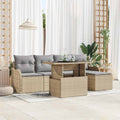 Gartensofa-set mit Kissen 6 pcs Beige Polyrattan