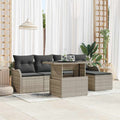 Gartensofa-set mit Kissen 6 pcs Hellgrau Polyrattan
