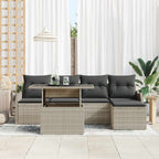 Gartensofa-set mit Kissen 6 pcs Hellgrau Polyrattan