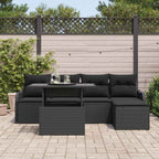 Gartensofa-set mit Kissen 6 pcs Schwarz Polyrattan