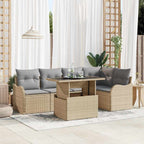 Gartensofa-set mit Kissen mit Kissen 6 pcs Beige Poly Rattan