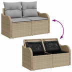 Gartensofa-set mit Kissen mit Kissen 6 pcs Beige Poly Rattan