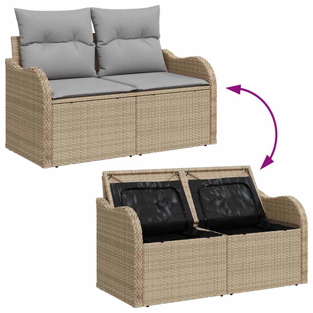 Gartensofa-set mit Kissen mit Kissen 6 pcs Beige Poly Rattan