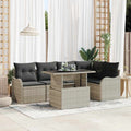 Gartensofa-set mit Kissen mit Kissen 6 pcs Hellgrau Poly Rattan