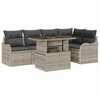 Gartensofa-set mit Kissen mit Kissen 6 pcs Hellgrau Poly Rattan