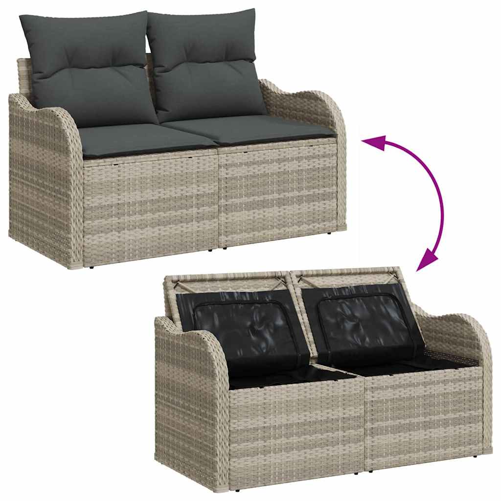 Gartensofa-set mit Kissen mit Kissen 6 pcs Hellgrau Poly Rattan