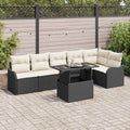 Gartensofa-set mit Kissen mit Kissen 7 pcs Schwarz Poly Rattan