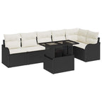 Gartensofa-set mit Kissen mit Kissen 7 pcs Schwarz Poly Rattan