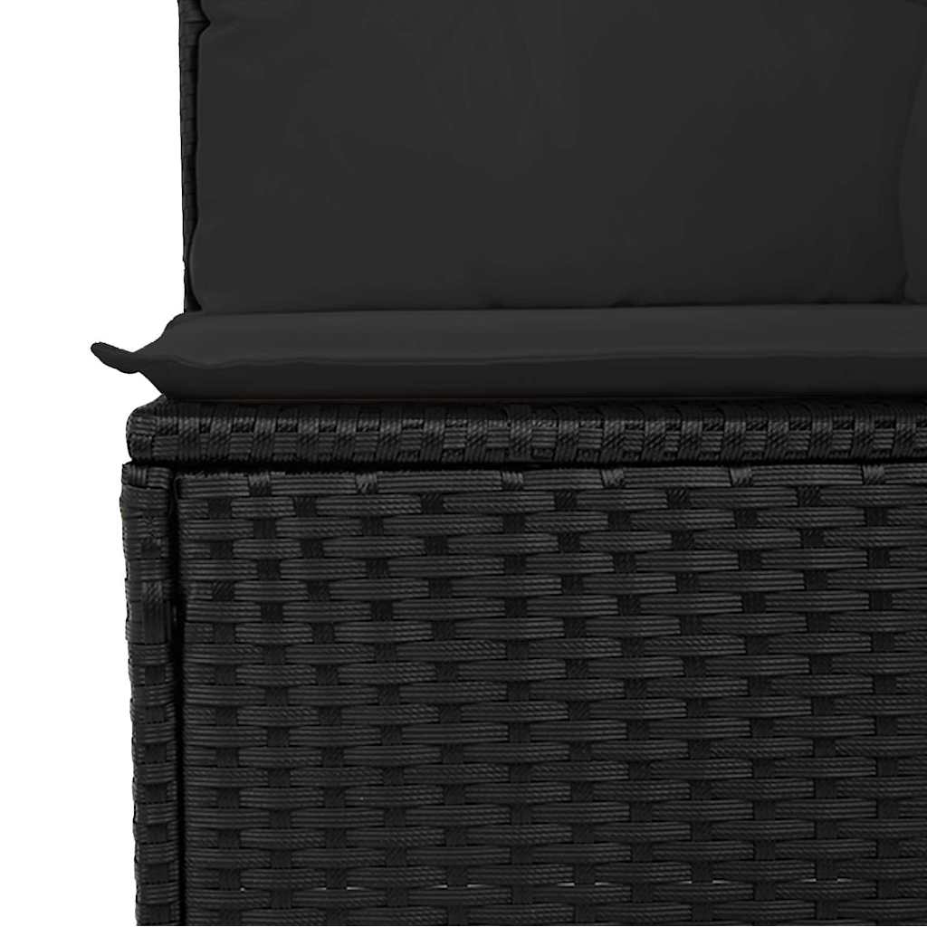Garten-Sofa-Set mit Kissen mit Kissen 9 pcs Schwarz Poly Rattan