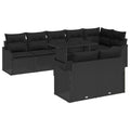Garten-Sofa-Set mit Kissen mit Kissen 9 pcs Schwarz Poly Rattan
