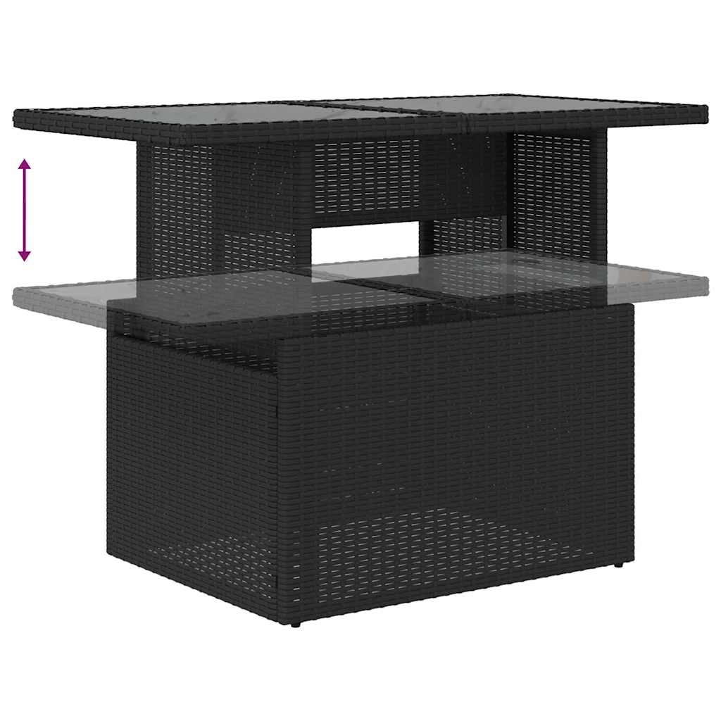 Garten-Sofa-Set mit Kissen mit Kissen 9 pcs Schwarz Poly Rattan