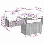 Garten-Sofa-Set mit Kissen mit Kissen 9 pcs Schwarz Poly Rattan