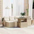 Garten-Sofa-Set mit Kissen mit Speicher 7 pcs Beige Poly Rattan