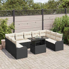 Gartensofa-set mit Kissen mit Kissen 10 pcs Schwarz Poly Rattan