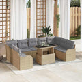 Gartensofa-set mit Kissen mit Kissen 10 pcs Beige Poly Rattan