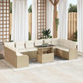 Gartensofa-set mit Kissen mit Kissen 11 pcs Beige Poly Rattan