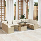 Gartensofa-set mit Kissen mit Kissen 11 pcs Beige Poly Rattan