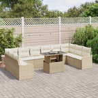 Gartensofa-set mit Kissen mit Kissen 11 pcs Beige Poly Rattan
