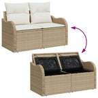 Gartensofa-set mit Kissen mit Kissen 11 pcs Beige Poly Rattan