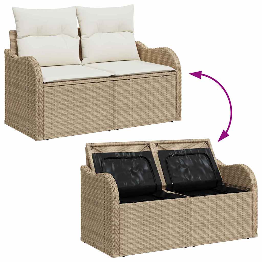 Gartensofa-set mit Kissen mit Kissen 11 pcs Beige Poly Rattan