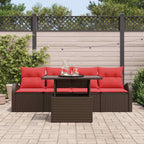 Gartensofa-set mit Kissen mit Kissen 5 pcs Braun Poly Rattan