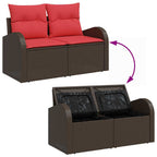 Gartensofa-set mit Kissen mit Kissen 5 pcs Braun Poly Rattan