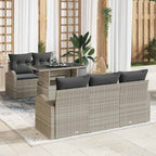 Gartensofa-set mit Kissen mit Kissen 6 pcs Hellgrau Poly Rattan