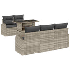Gartensofa-set mit Kissen mit Kissen 6 pcs Hellgrau Poly Rattan