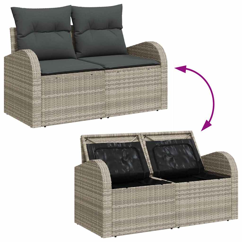 Gartensofa-set mit Kissen mit Kissen 6 pcs Hellgrau Poly Rattan