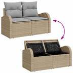 Garten-Sofa-Set mit Kissen mit Speicher 7 pcs Beige Poly Rattan