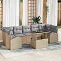 Gartensofa-set mit Kissen mit Speicher 8 pcs Beige Poly Rattan