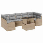Gartensofa-set mit Kissen mit Speicher 8 pcs Beige Poly Rattan
