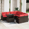 Garten-Sofa-Set mit Kissen mit Speicher 9 pcs Braun Poly Rattan