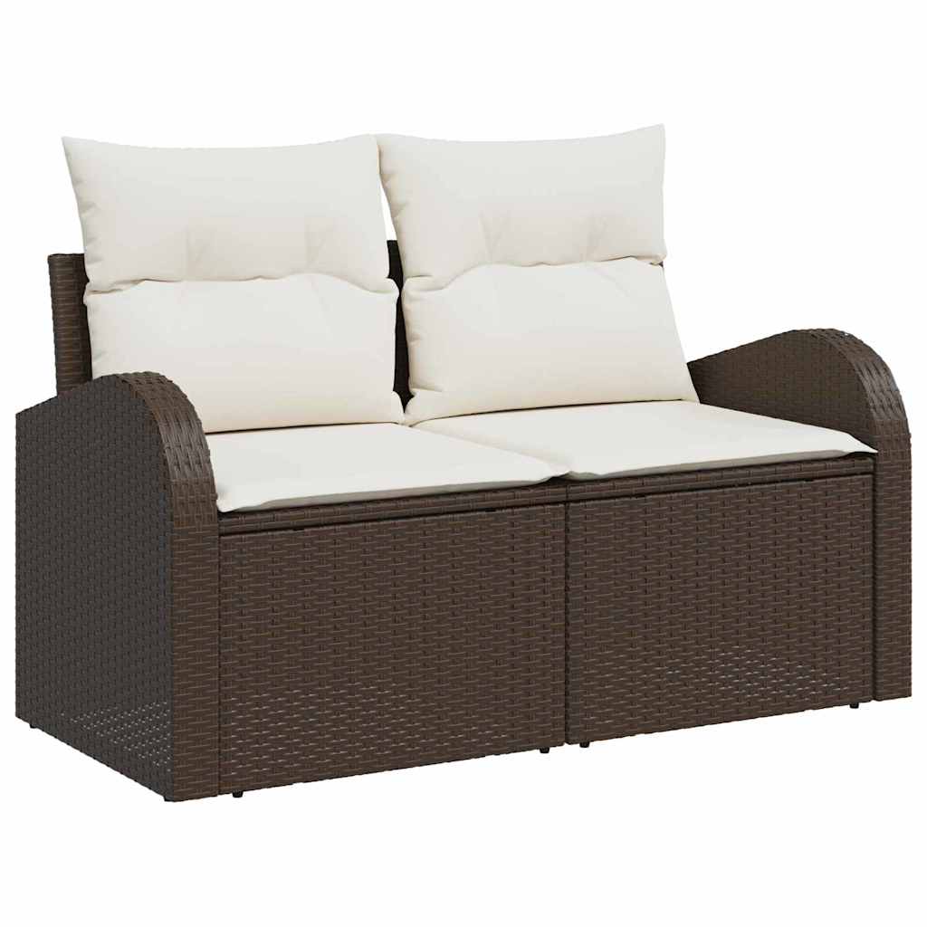 Garten-Sofa-Set mit Kissen mit Speicher 6 pcs Braun Poly Rattan