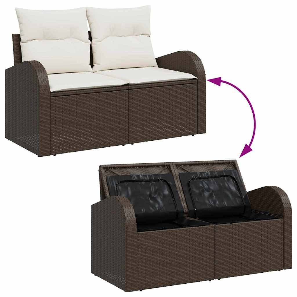 Garten-Sofa-Set mit Kissen mit Speicher 6 pcs Braun Poly Rattan
