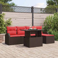 Gartensofa-set mit Kissen mit Speicher 6 pcs Braun Poly Rattan