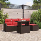 Gartensofa-set mit Kissen mit Speicher 6 pcs Braun Poly Rattan
