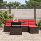 Gartensofa-set mit Kissen mit Speicher 6 pcs Braun Poly Rattan