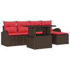 Gartensofa-set mit Kissen mit Speicher 6 pcs Braun Poly Rattan