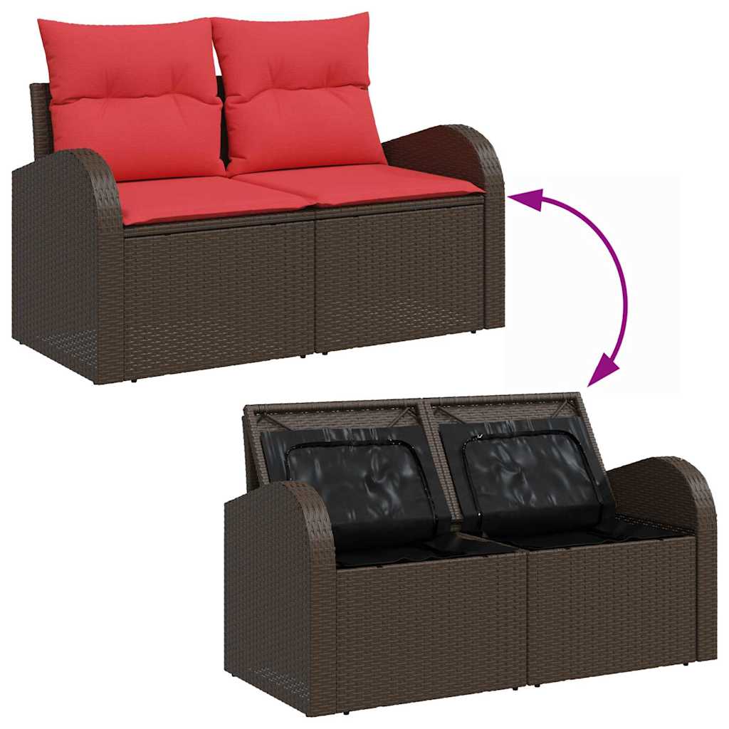 Gartensofa-set mit Kissen mit Speicher 6 pcs Braun Poly Rattan
