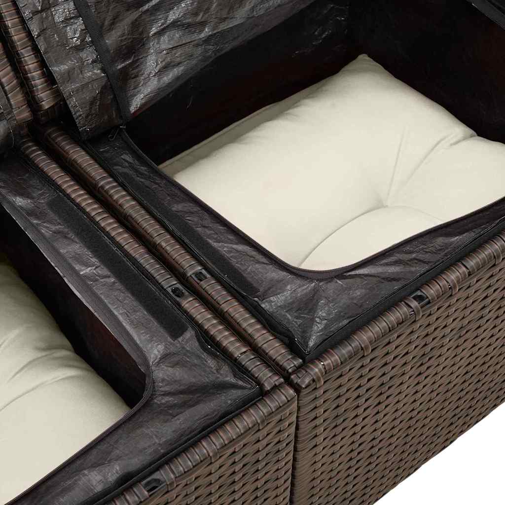 Gartensofa-set mit Kissen mit Speicher 5 pcs Braun Poly Rattan