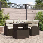 Gartensofa-set mit Kissen mit Speicher 5 pcs Braun Poly Rattan