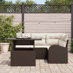 Gartensofa-set mit Kissen mit Speicher 5 pcs Braun Poly Rattan