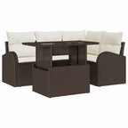 Gartensofa-set mit Kissen mit Speicher 5 pcs Braun Poly Rattan