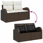 Gartensofa-set mit Kissen mit Speicher 5 pcs Braun Poly Rattan