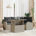 Gartensofa-set mit Kissen mit Kissen 5 pcs Hellgrau Poly Rattan