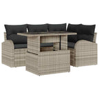 Gartensofa-set mit Kissen mit Kissen 5 pcs Hellgrau Poly Rattan